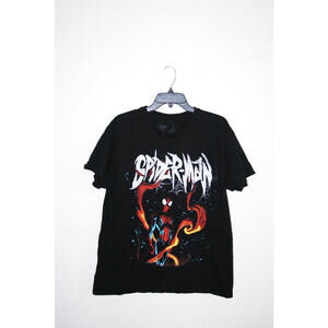 Marvel x CVLAS Spider-Man Flames Comic Graphic Black Shirt Size Large